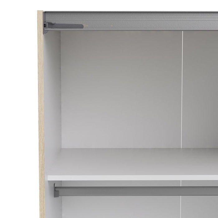 Verona Sliding Wardrobe 180cm in Oak with White and Oak Doors with 2 Shelves