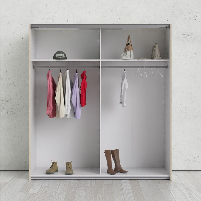 Verona Sliding Wardrobe 180cm in Oak with White and Oak Doors with 2 Shelves