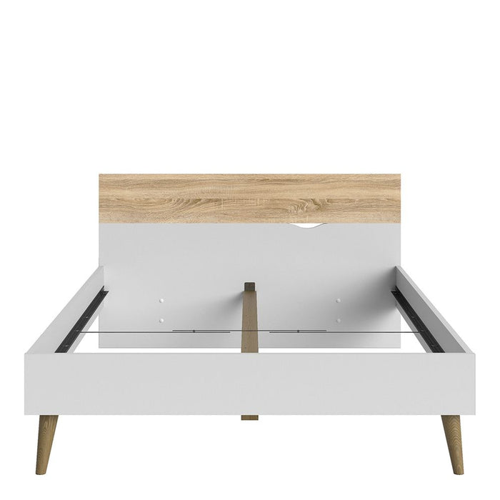 Oslo Euro Double Bed (140 x 200) in White and Oak