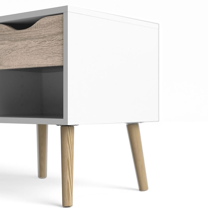 Oslo Bedside 1 Drawer in White and Oak