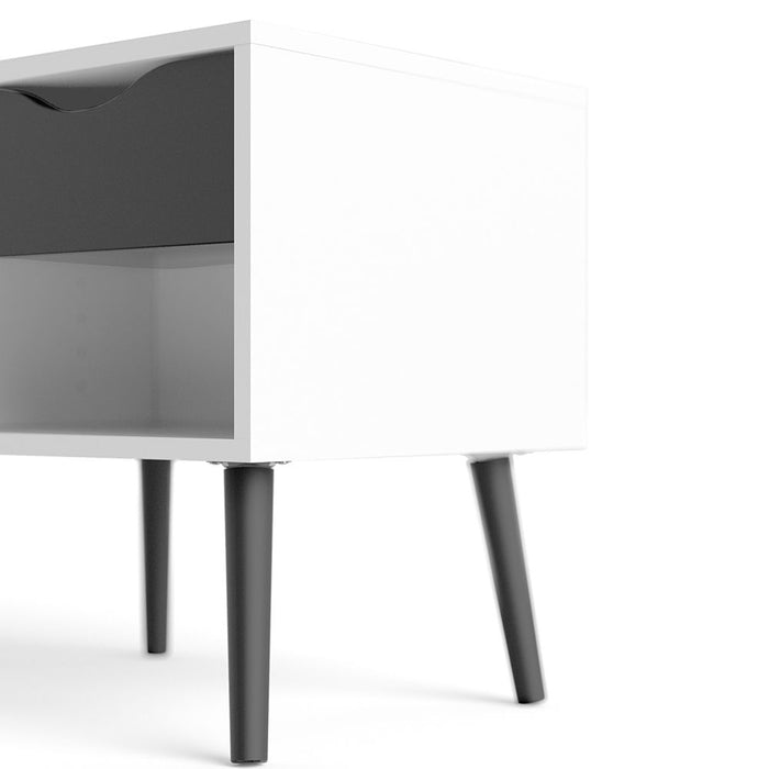 Oslo Bedside 1 Drawer in White and Black Matt