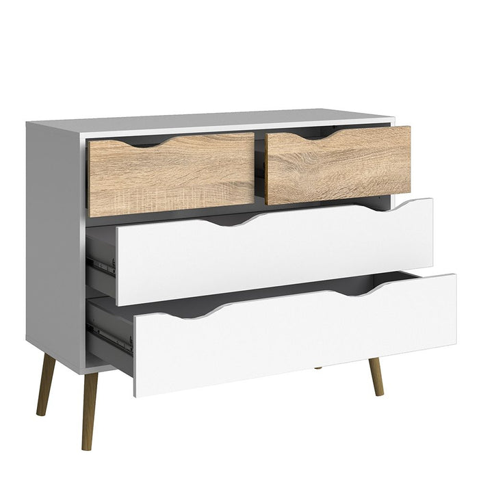 Oslo Chest of 4 Drawers in White and Oak