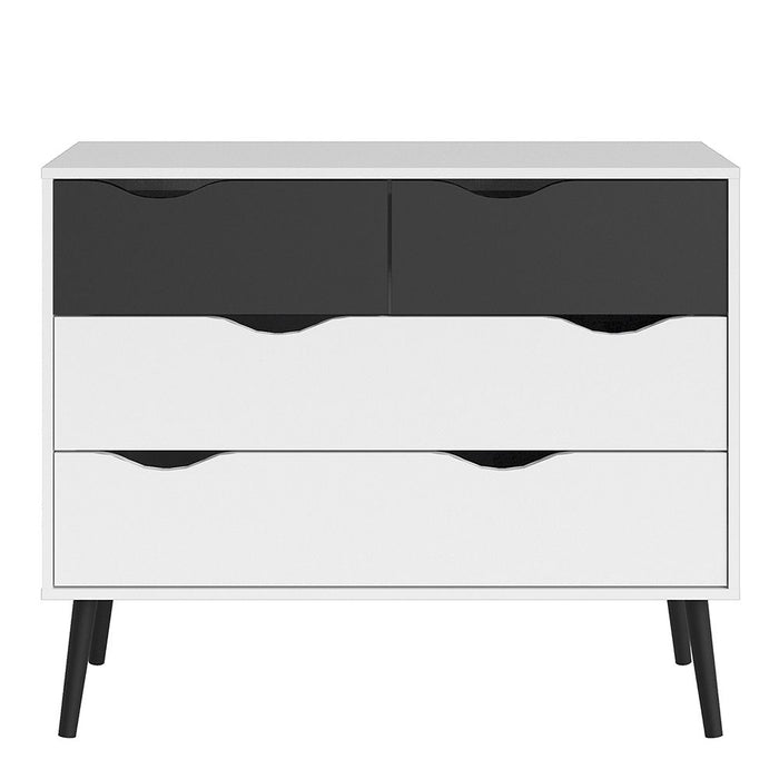 Oslo Chest of 4 Drawers in White and Black Matt