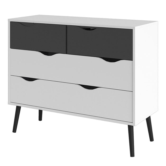 Oslo Chest of 4 Drawers in White and Black Matt