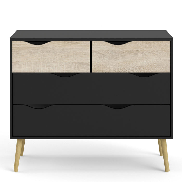 Oslo Chest of 4 Drawers in Black and Oak