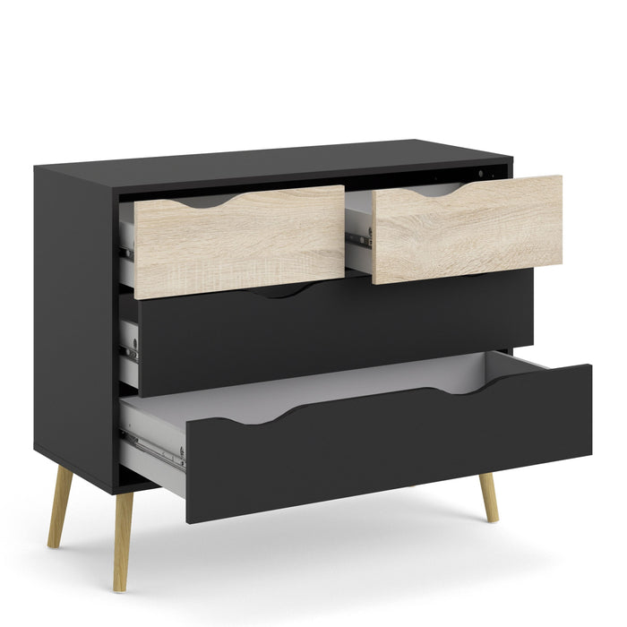 Oslo Chest of 4 Drawers in Black and Oak