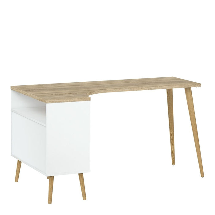 Oslo Desk 2 Drawer in White and Oak