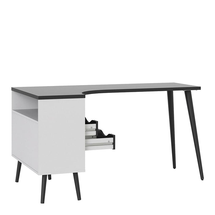 Oslo Desk 2 Drawer in White and Black Matt