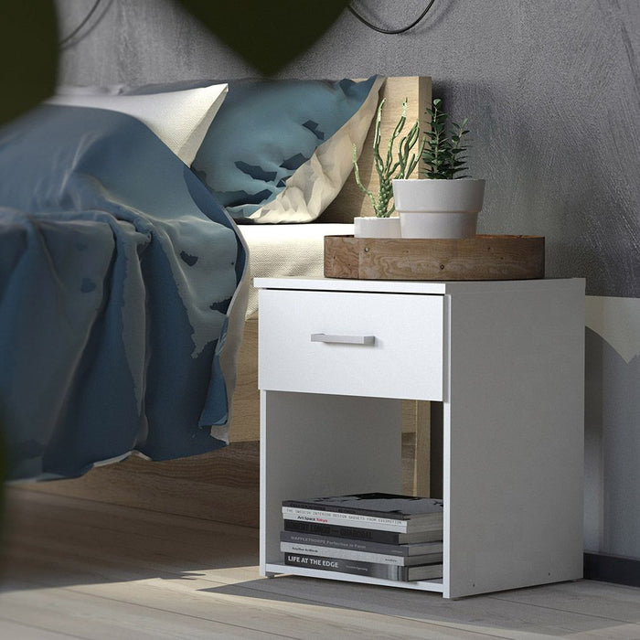 Space Package - Bedside 1 Drawer + Chest of 3 Drawers + Wardrobe with 2 doors + 1 drawer in White