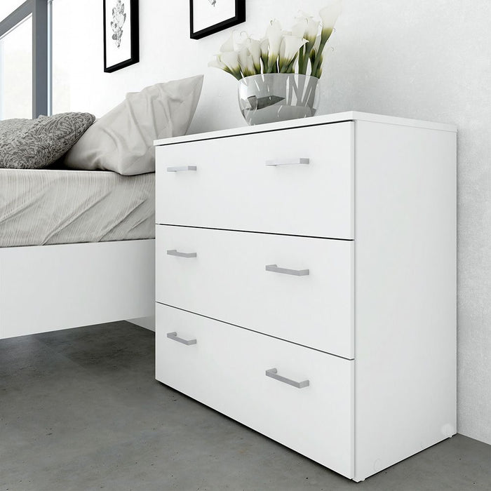 Space Package - Bedside 1 Drawer + Chest of 3 Drawers + Wardrobe with 2 doors + 1 drawer in White