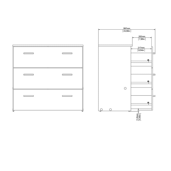 Space Chest of 3 Drawers in White