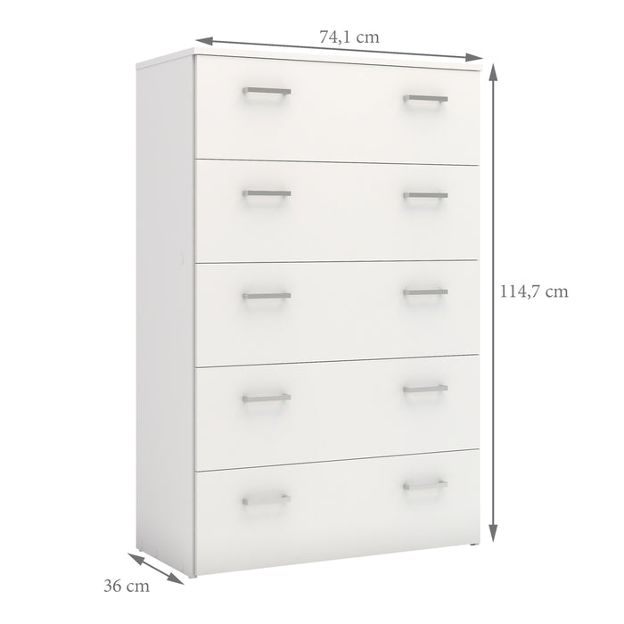 Space Chest of 5 Drawers in White