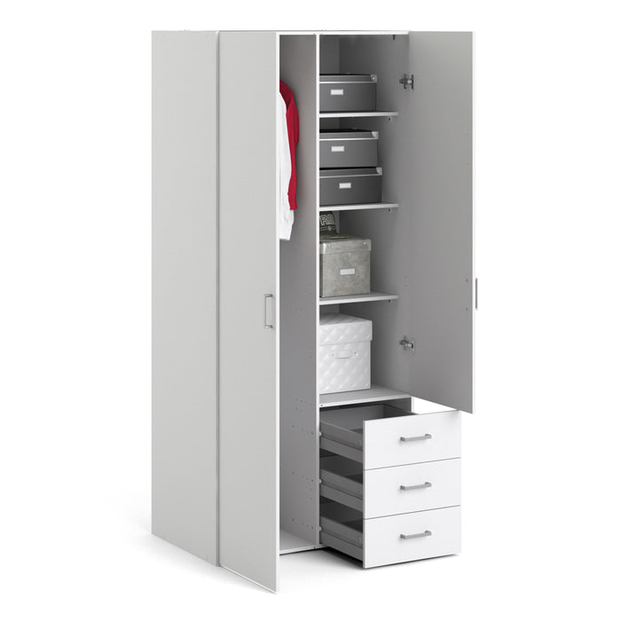 Space Wardrobe 2 Doors 3 Drawers White 1750