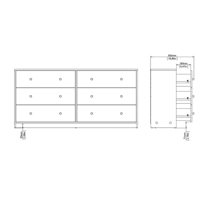 May Chest of 6 Drawers (3+3) in Coffee