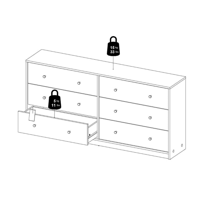 May Chest of 6 Drawers (3+3) in Coffee