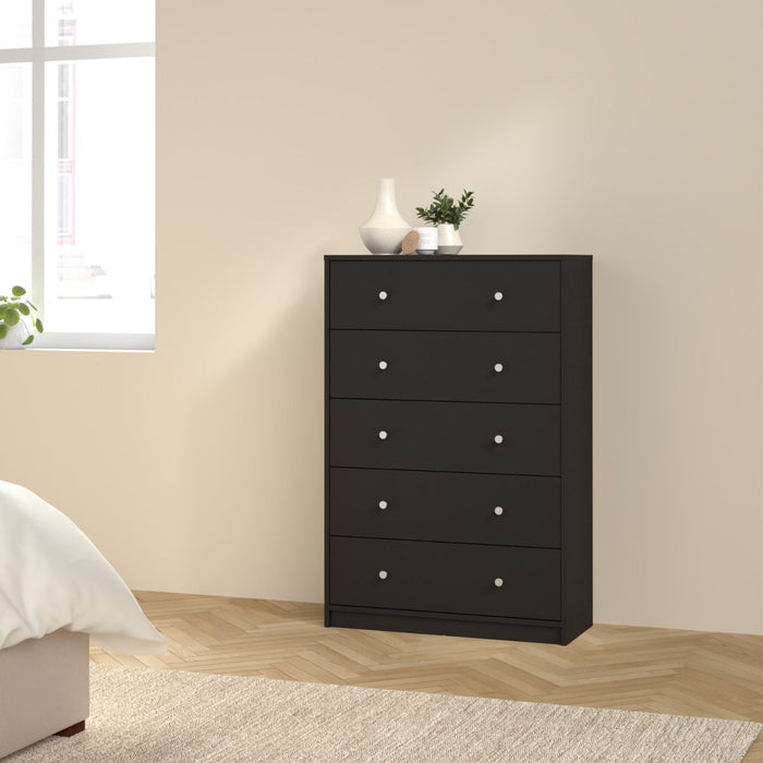 May Chest of 5 Drawers in Black