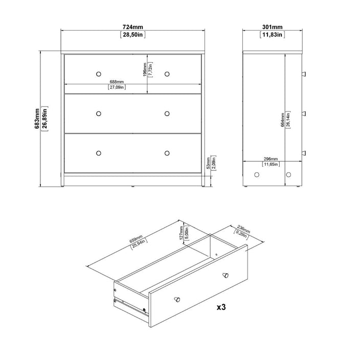 May Chest of 3 Drawers in Coffee