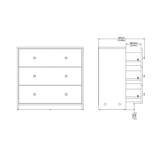 May Chest of 3 Drawers in Grey