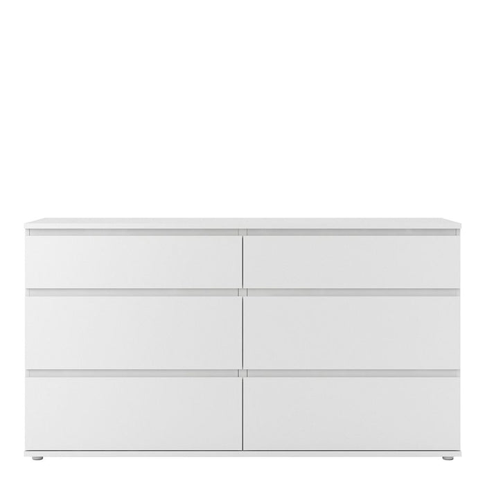 Nova Wide Chest of 6 Drawers (3+3) in White