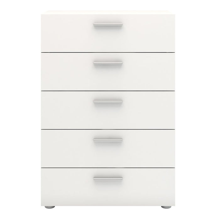 Pepe Chest of 5 Drawers in White