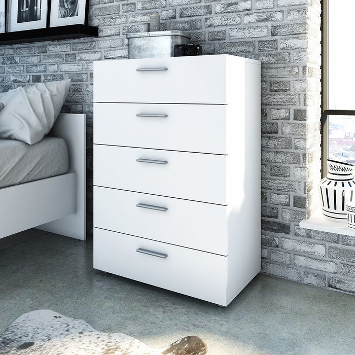 Pepe Chest of 5 Drawers in White