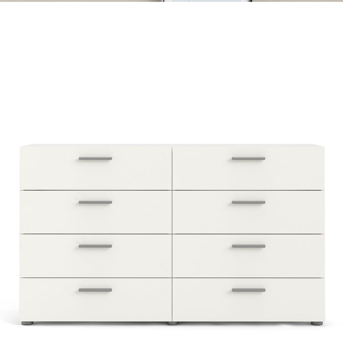 Pepe Wide Chest of 8 Drawers in White Woodgrain