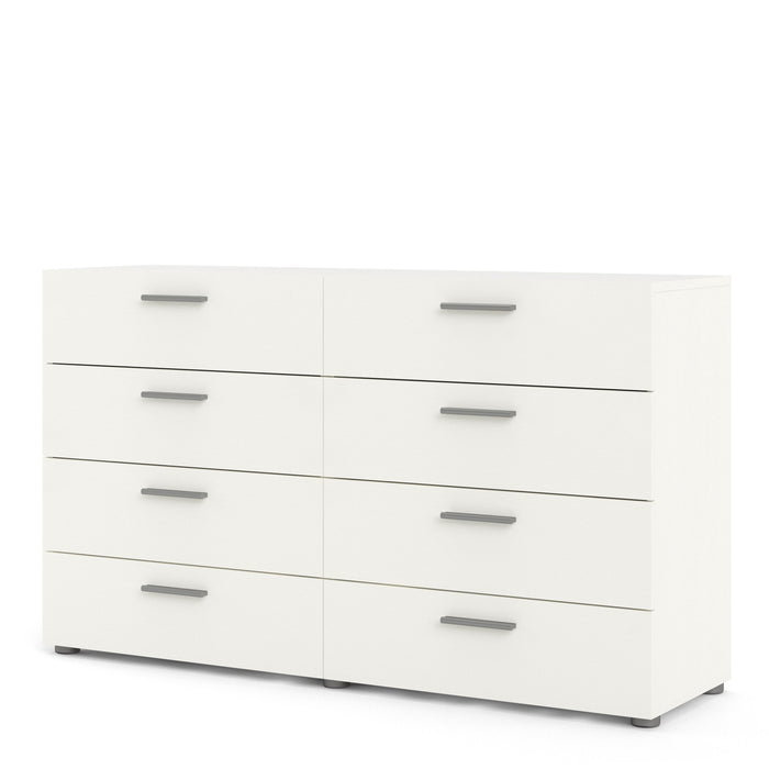 Pepe Wide Chest of 8 Drawers in White Woodgrain