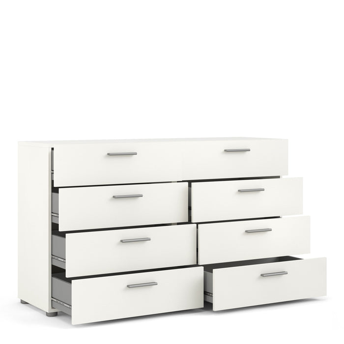 Pepe Wide Chest of 8 Drawers in White Woodgrain