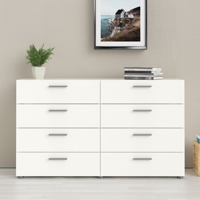 Pepe Wide Chest of 8 Drawers in White Woodgrain