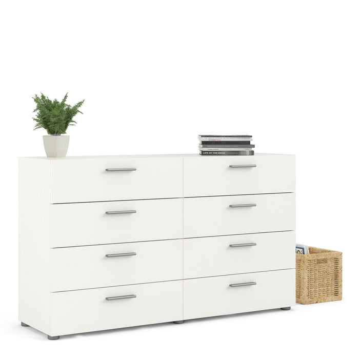 Pepe Wide Chest of 8 Drawers in White Woodgrain