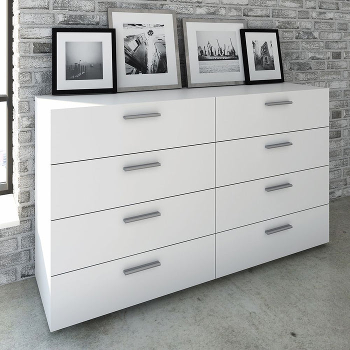 Pepe Wide Chest of 8 Drawers in White