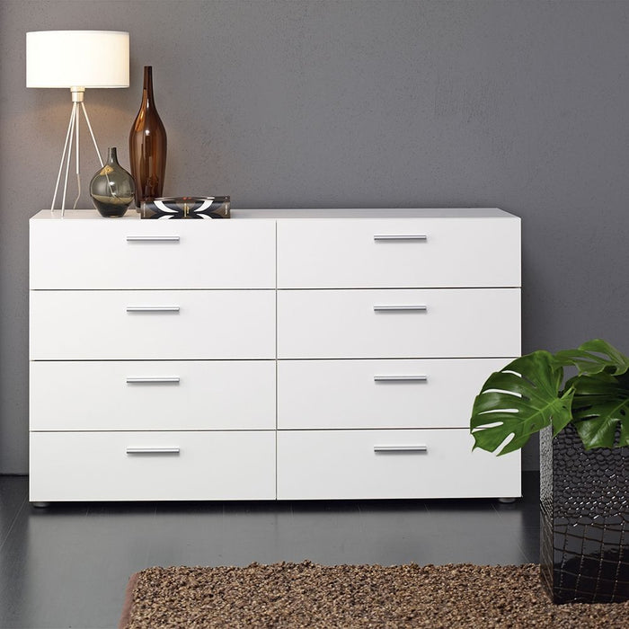 Pepe Wide Chest of 8 Drawers in White