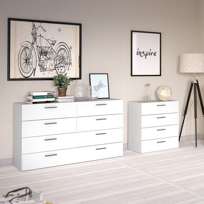 Pepe Wide Chest of 8 Drawers in White