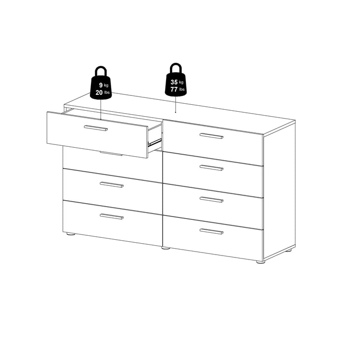 Pepe Wide Chest of 8 Drawers in Black Woodgrain