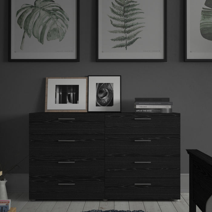 Pepe Wide Chest of 8 Drawers in Black Woodgrain