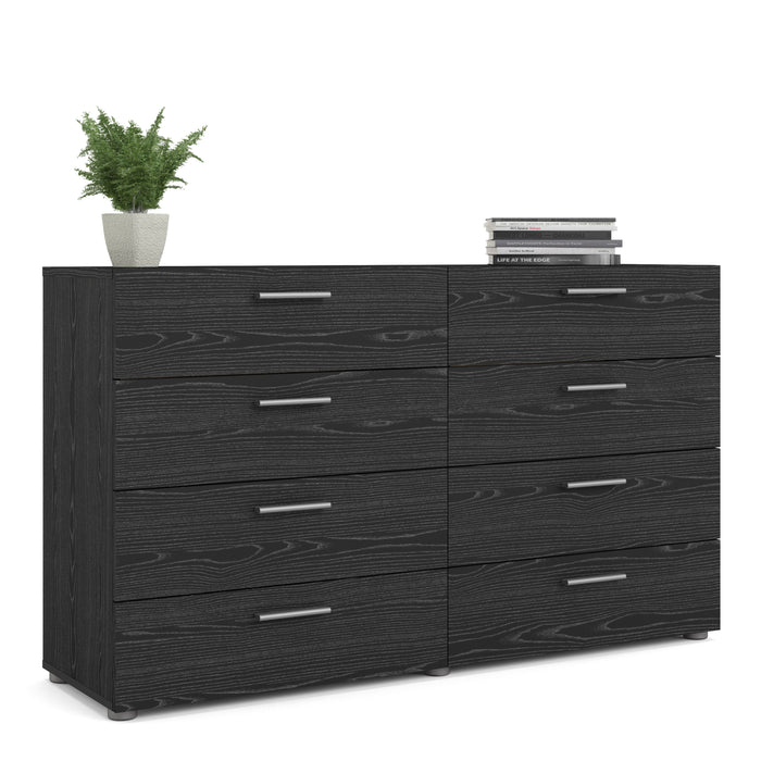 Pepe Wide Chest of 8 Drawers in Black Woodgrain