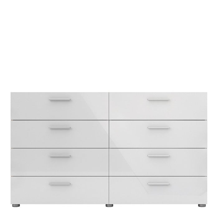 Pepe Wide Chest of 8 Drawers in Oak with White High Gloss