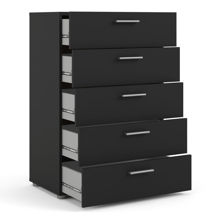 Pepe Chest of 5 Drawers in Black