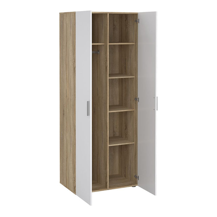 Pepe Package - Bedside 2 Drawers + Chest of 4 Drawers + Wardrobe with 2 doors in Oak with White High Gloss