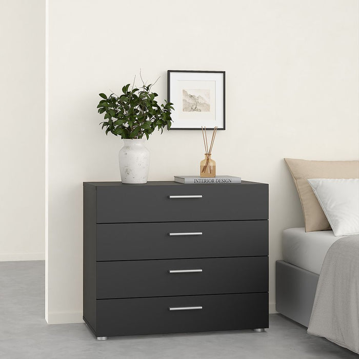 Pepe Package - Bedside 2 Drawers + Chest of 4 Drawers + Wardrobe with 2 doors in Black