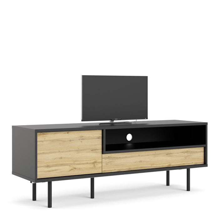 Match TV Unit 1 Door 1 Drawer in Black/Oak