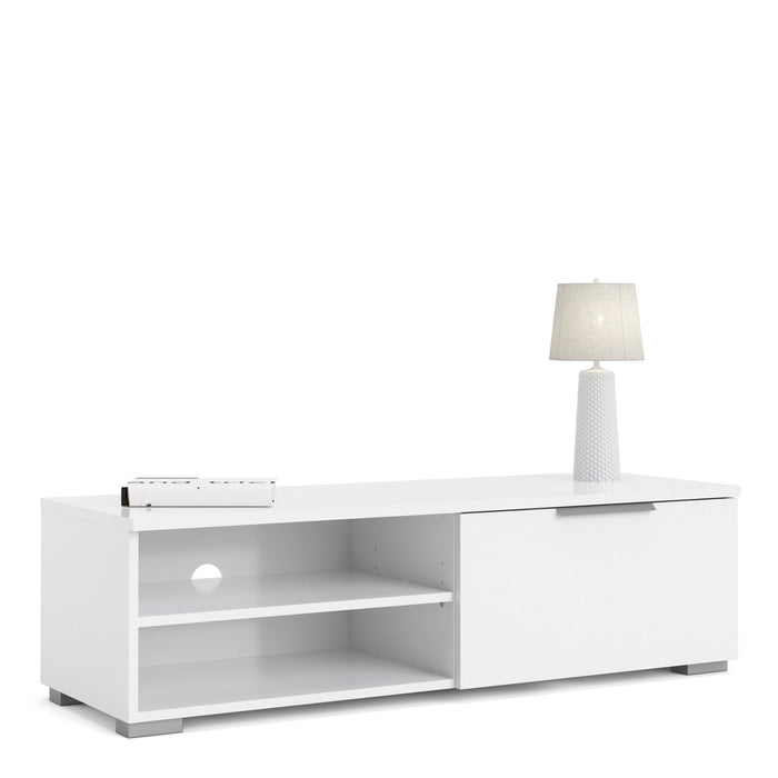 Match TV Unit 1 Drawers 2 Shelf in White High Gloss