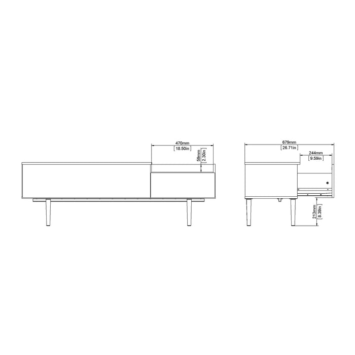 Unit Sideboard 2 Drawers 3 Doors in White and Walnut