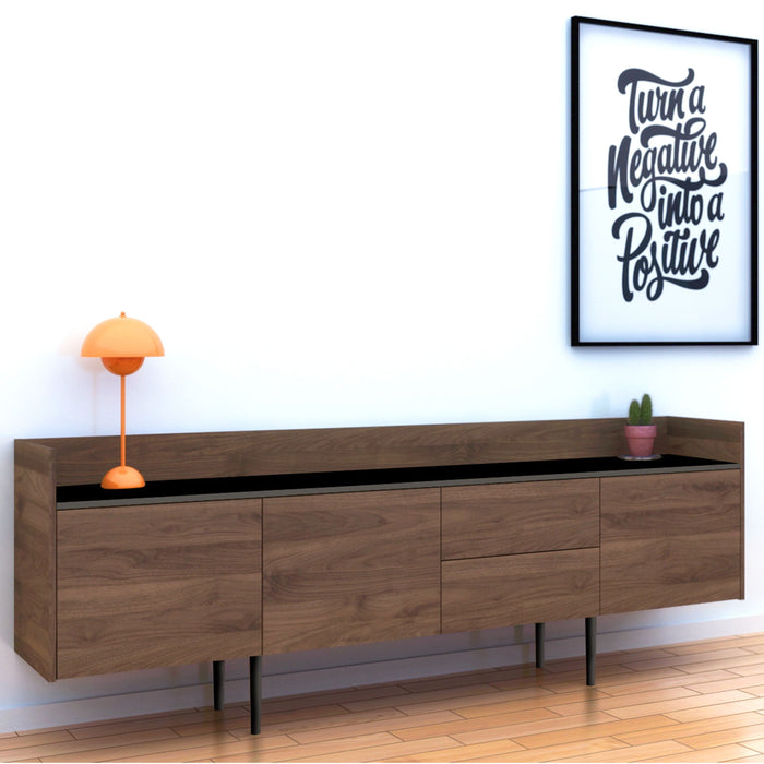 Unit Sideboard 2 Drawers 3 Doors in Walnut and Black