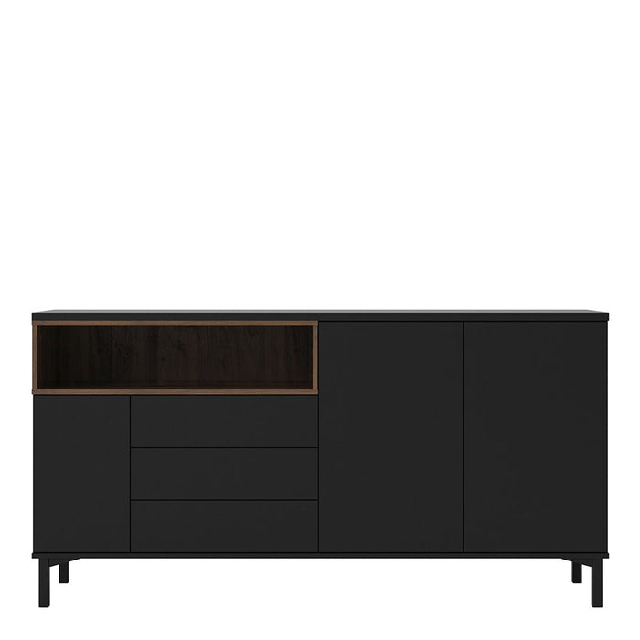 Roomers Sideboard 3 Drawers 3 Doors in Black and Walnut