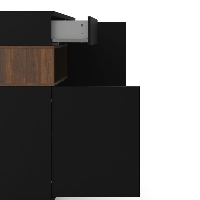 Roomers Sideboard 2 Door 1 Drawer in Black and Walnut