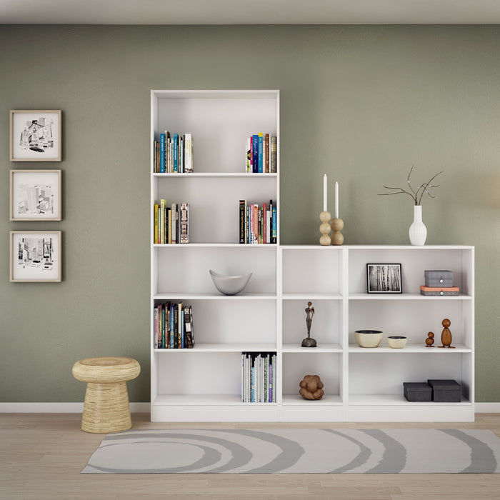 Basic Low Narrow Bookcase (2 Shelves) in White