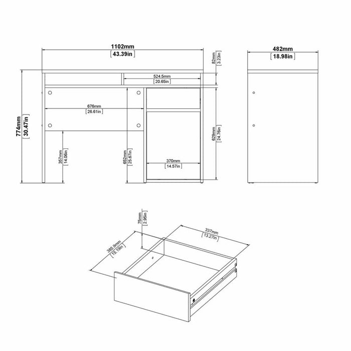 Function Plus Desk 1 Door 1 Drawer in Jackson Hickory Oak