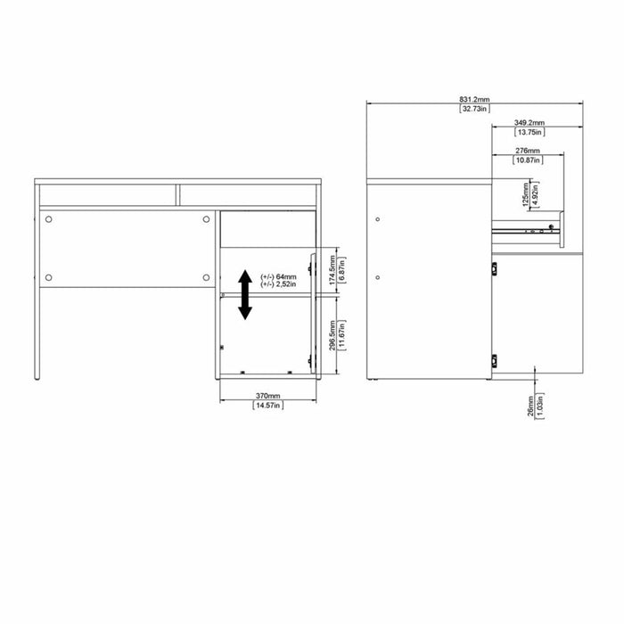 Function Plus Desk 1 Door 1 Drawer in Jackson Hickory Oak