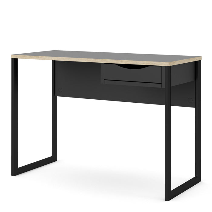 Function Plus Desk 1 Drawer in Black with Oak Trim